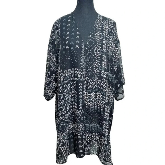 Daniel Rainn  Womens One Size Print Over Open Kimono Sheer Fabric - Picture 1 of 12